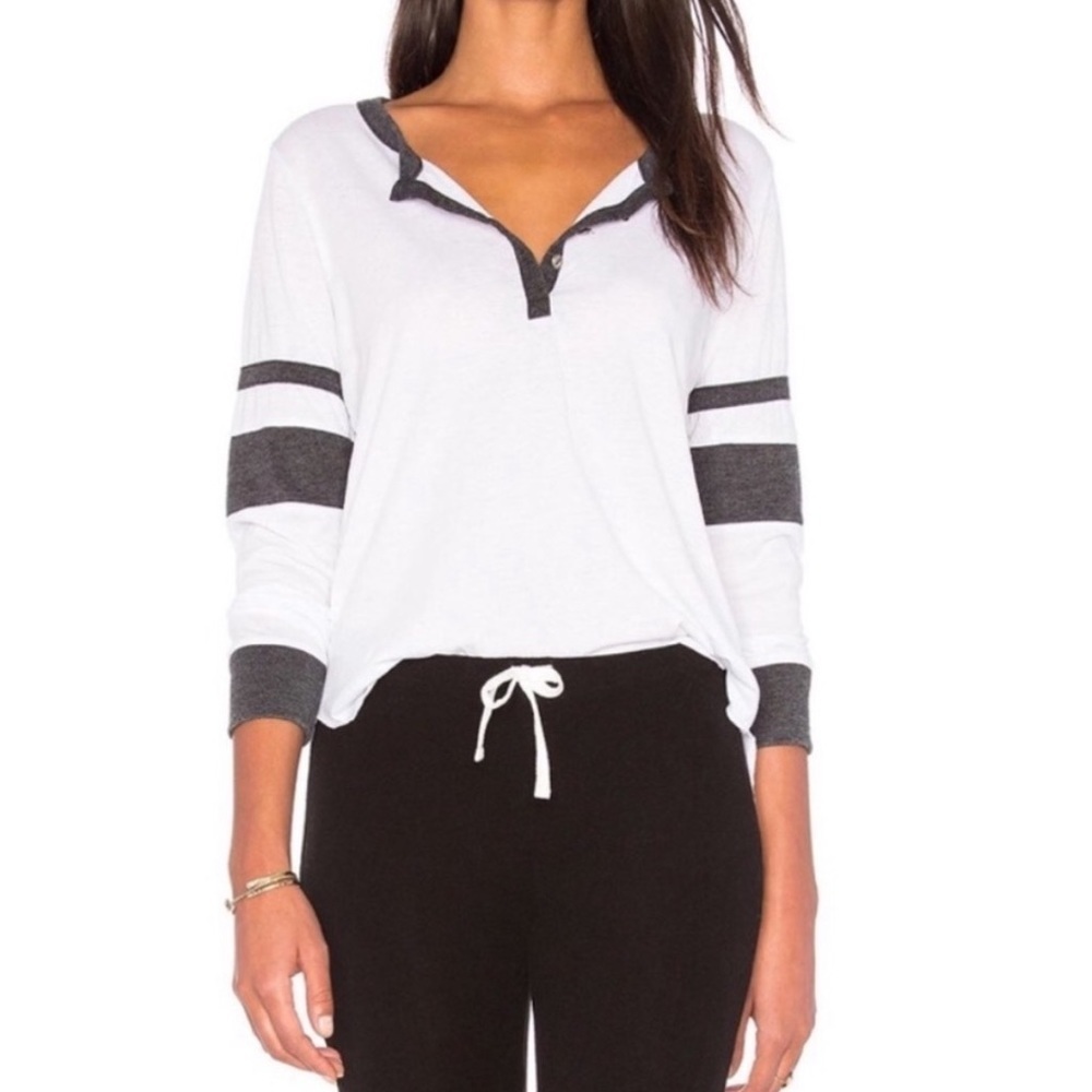 Chaser Varsity Stripe Henley Long Sleeve Shirt - Picture 1 of 5